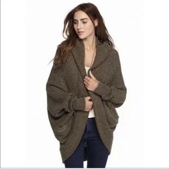 Free People Sweaters - Free People Hooded Cardigan Wool Blend Long Dolman Sleeve Sweater Pockets Size S